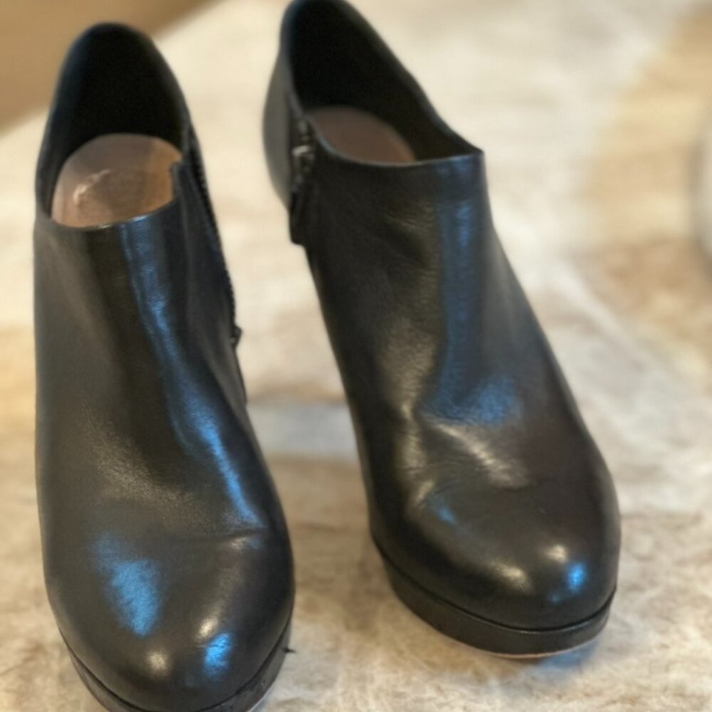 Black Leather Ankle Booties